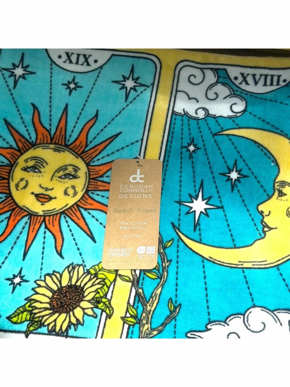 Deborah Connolly Tarot Card Beach Towels Set Of 2 36x68 Sun Moon Divination Gift